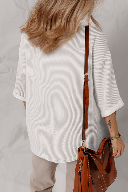 Corded Drop Shoulder Classy Fall Sweatshirt