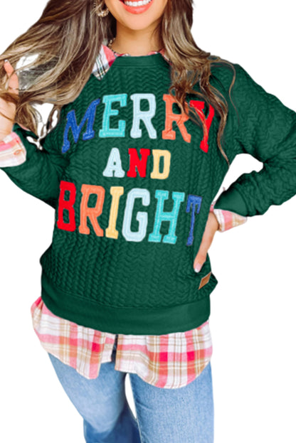 White Merry and Bright Quilted Sweatshirt