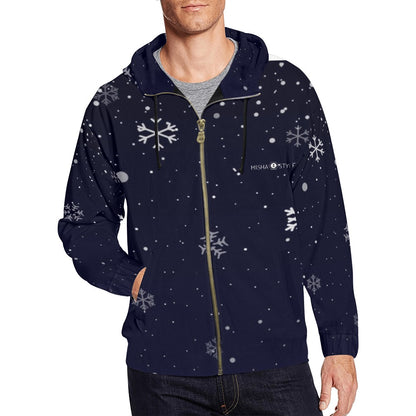 Snowy Full Zip Dark Blue Hoodie