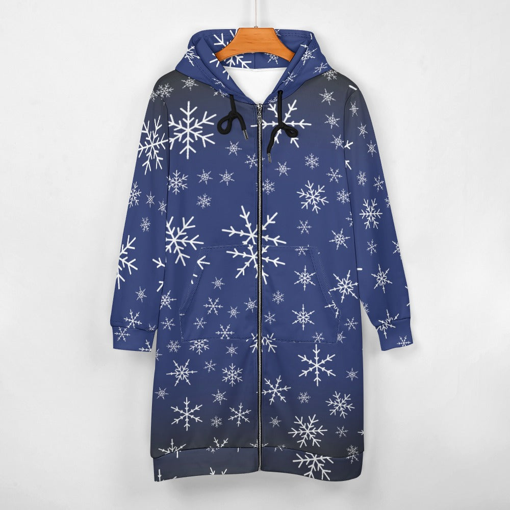 Christams snow long Hoodie Jakcet -  Royal Blue