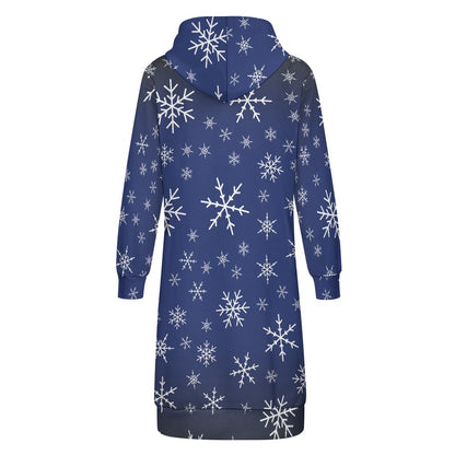 Christams snow long Hoodie Jakcet -  Royal Blue