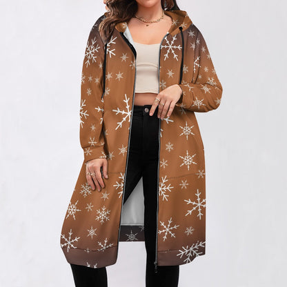 Women's Warm Snow long Hoodie - Brown