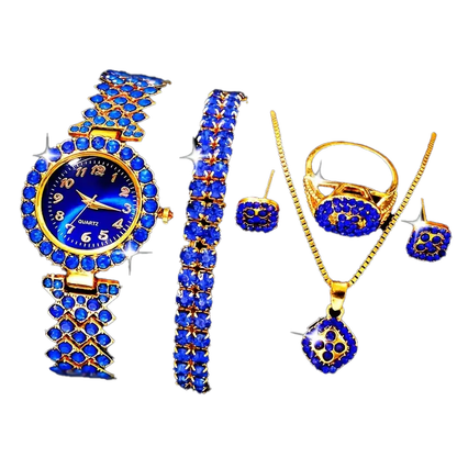 Women's Rhinestone Quartz Glamorous 6pcs Blue