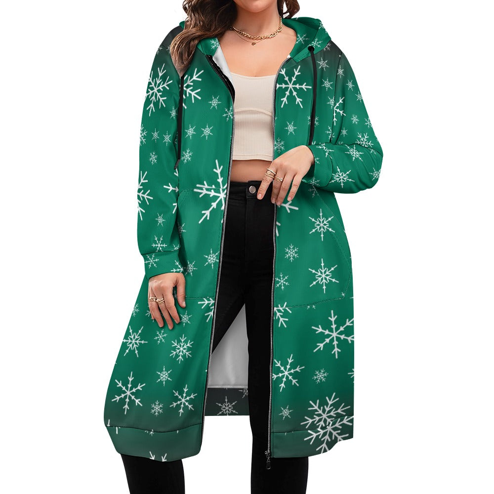 Women's Warm Snow long Hoodie - Green