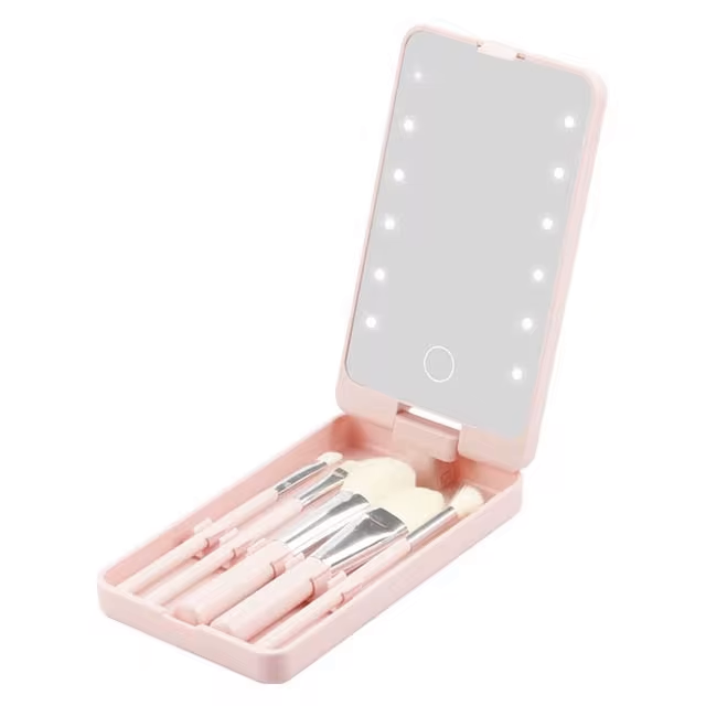 LED Light Make-up Handspiegel - Zwart