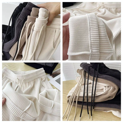 fleece thickened loose straight knited pants