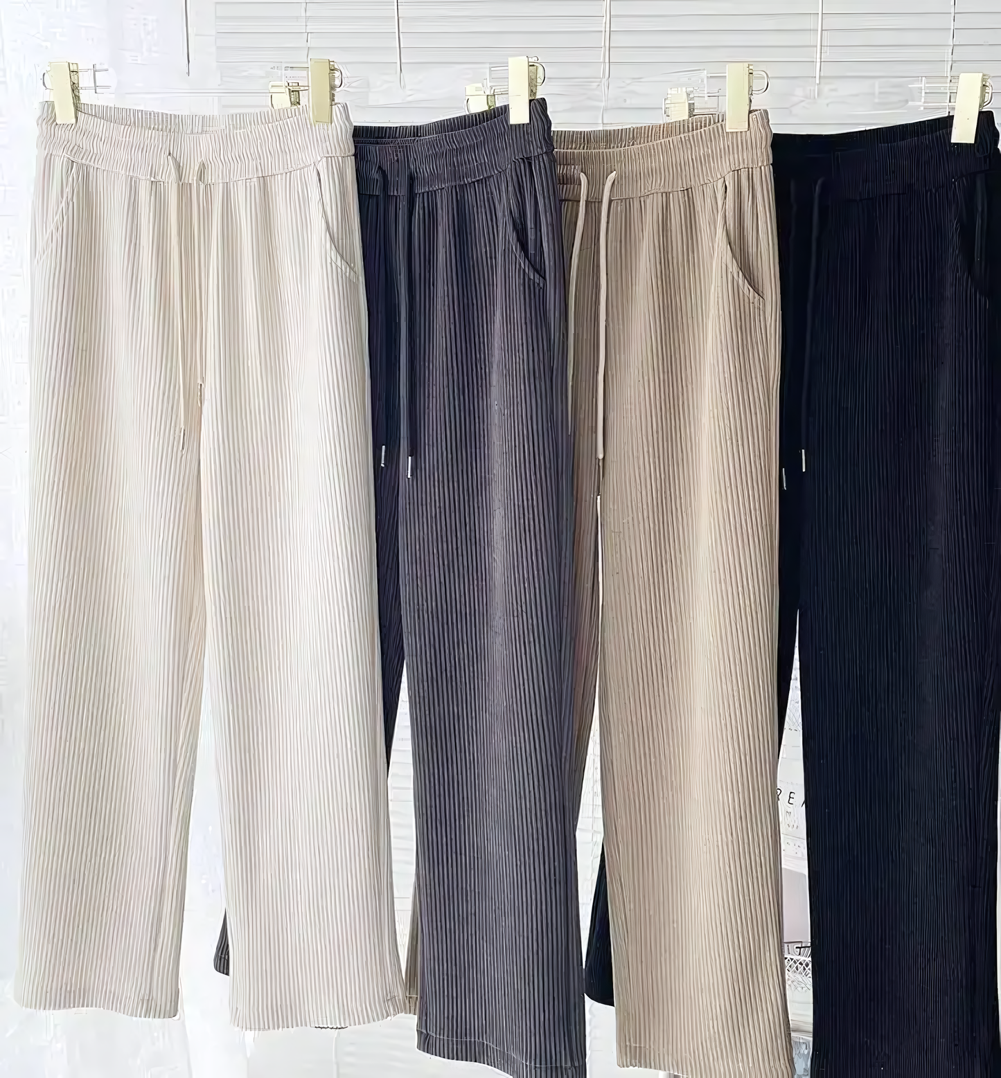 fleece thickened loose straight knited pants