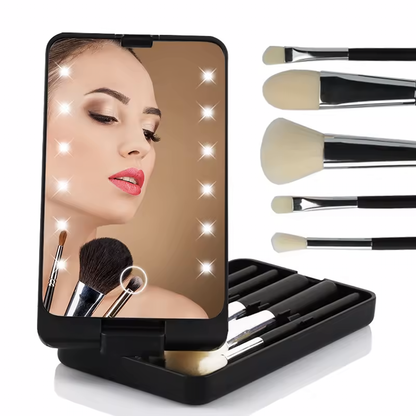 LED Light Make-up Handspiegel - Zwart