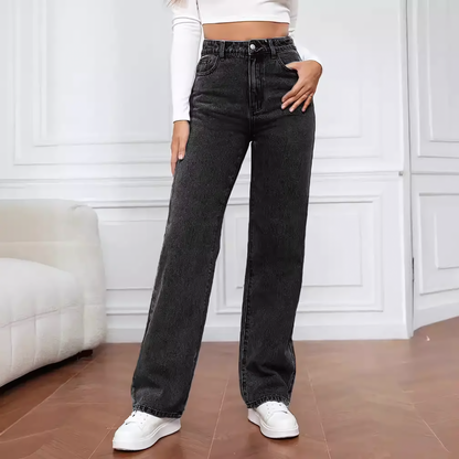 2PCS Vintage High Waist Loose and Stretchy Denim Pants