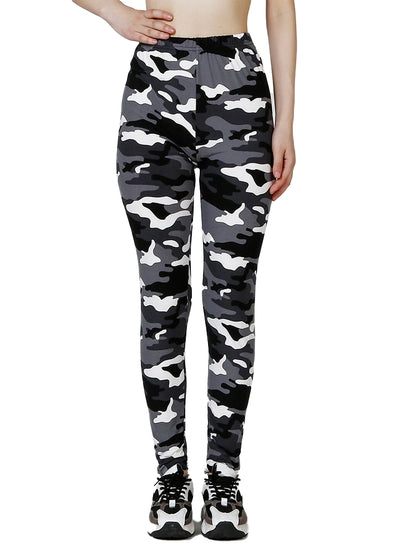 Patterned Print Vintage Elastic Leggins - Army