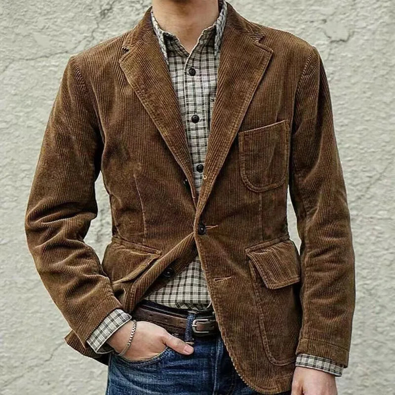 Corduroy Vintage Men Business Slim Jacket