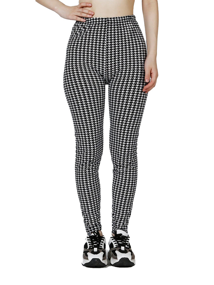 Vintage elastische legging met patroonprint - Plaid