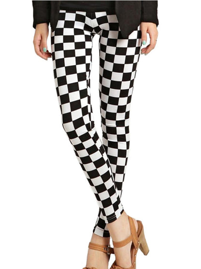 Vintage elastische legging met patroonprint - Plaid