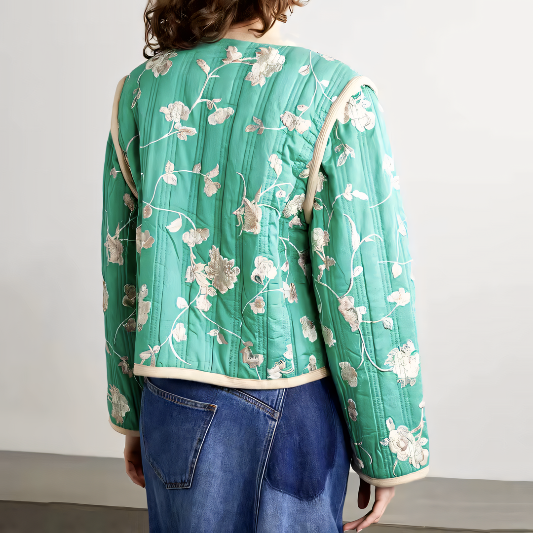 Lace Up Cotton Winter Embroidered Jacket