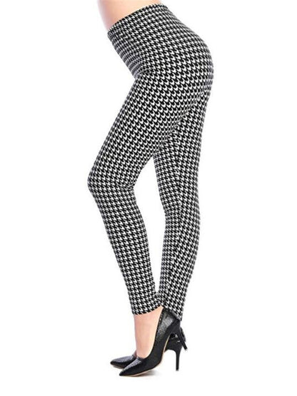 Vintage elastische legging met patroonprint - Plaid