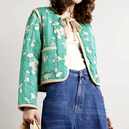 Lace Up Cotton Winter Embroidered Jacket