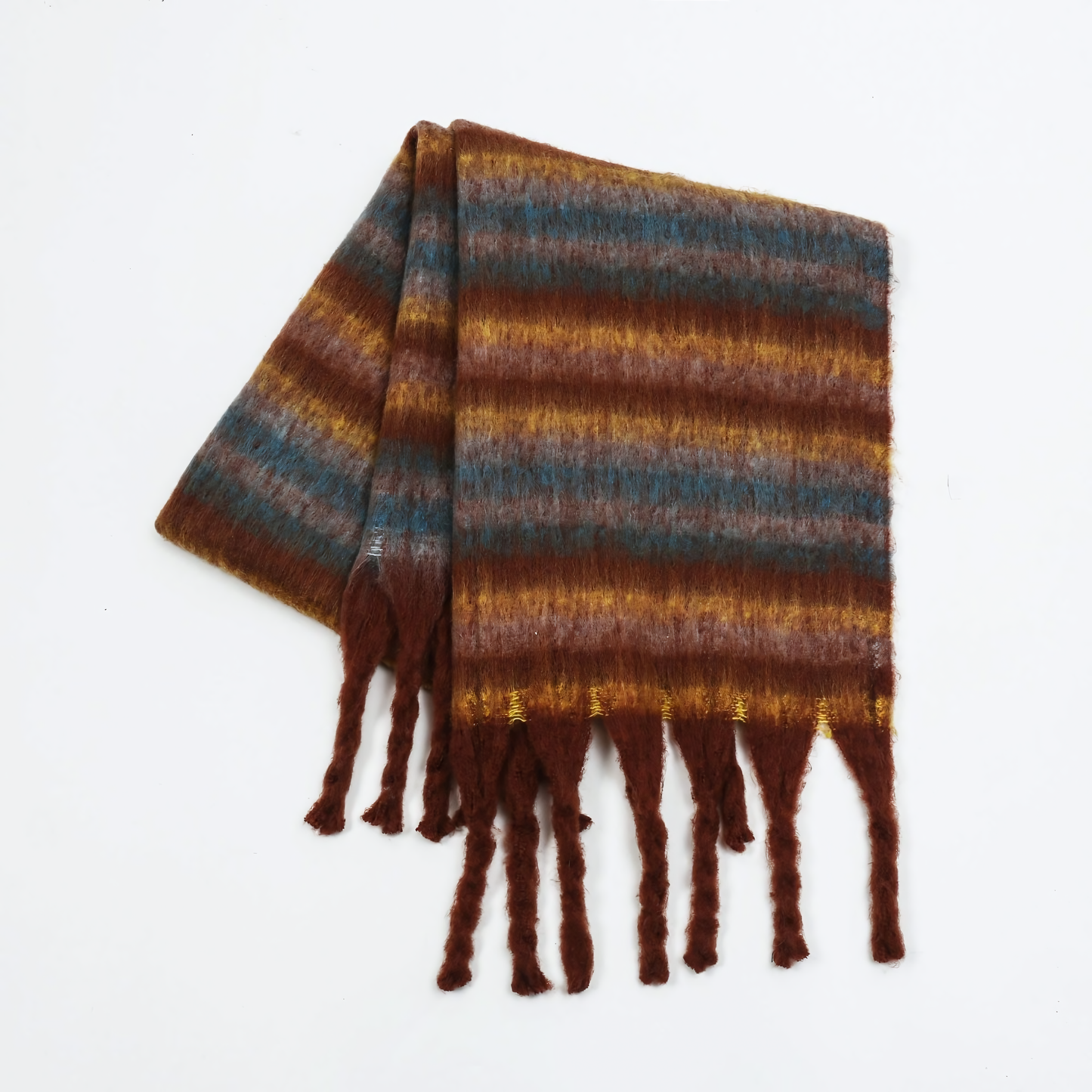 Smart Plaid Fringe Contrast Striped Scarf