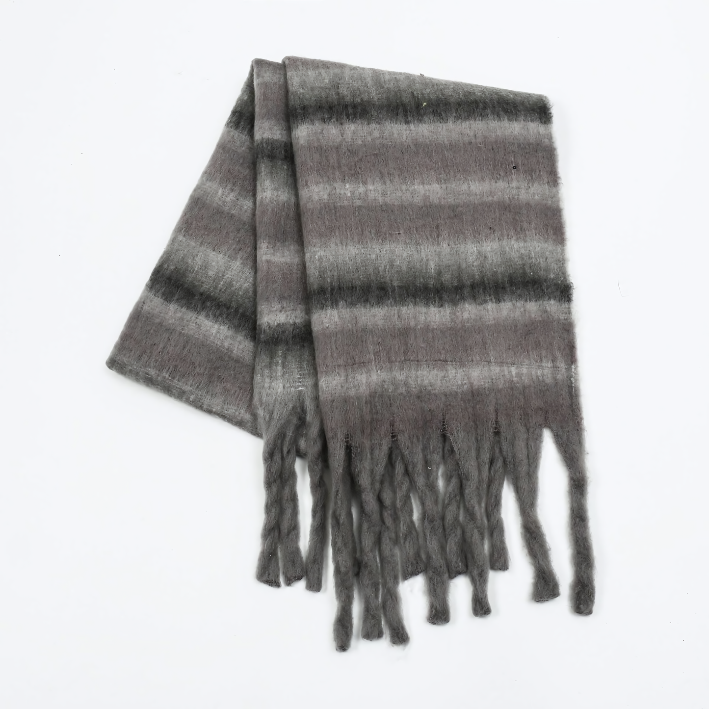 Smart Plaid Fringe Contrast Striped Scarf