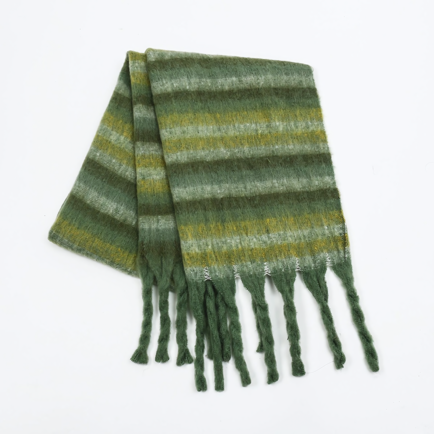 Smart Plaid Fringe Contrast Striped Scarf