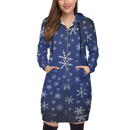 Christams snow long Hoodie Jakcet -  Royal Blue