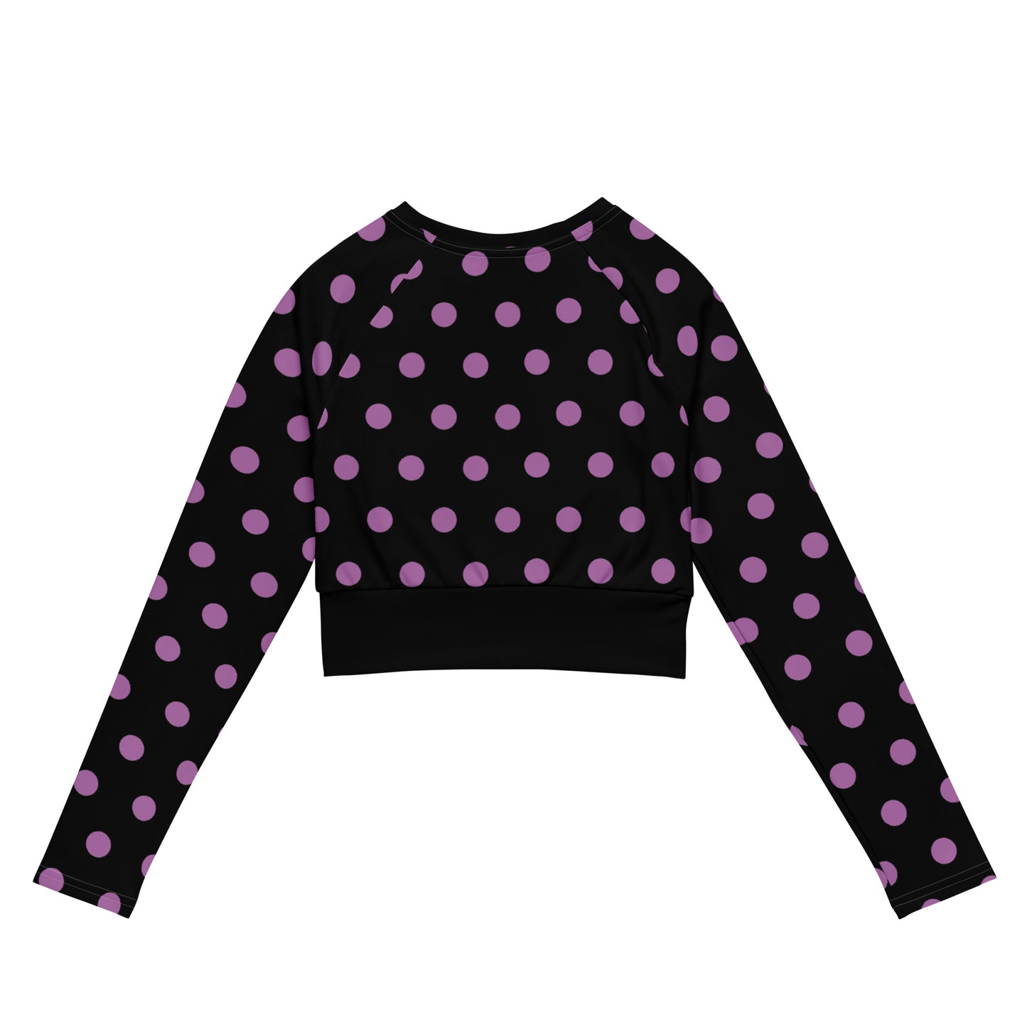 Dots Long Sleeve Black Crop Top