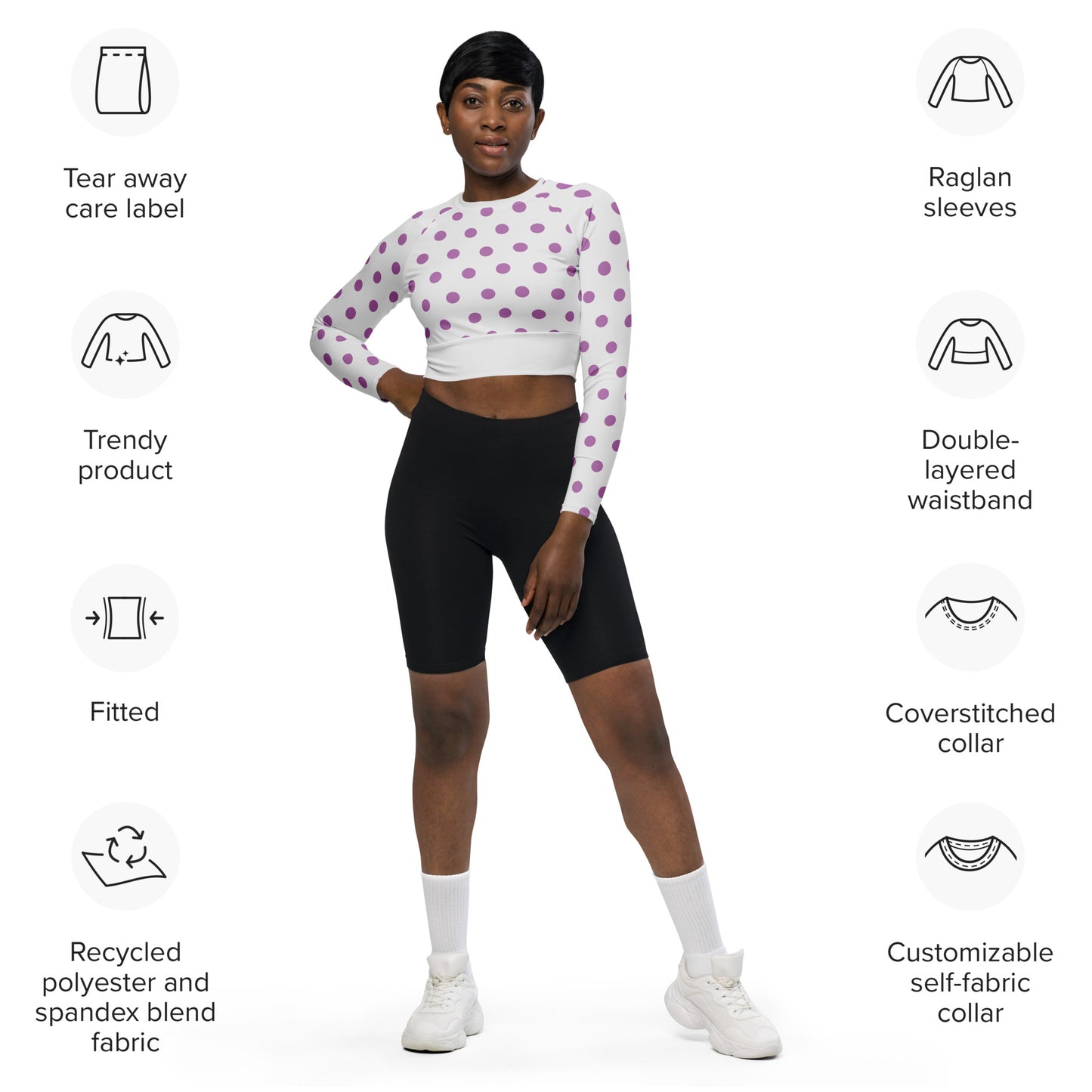 Dots Long Sleeve Crop Top