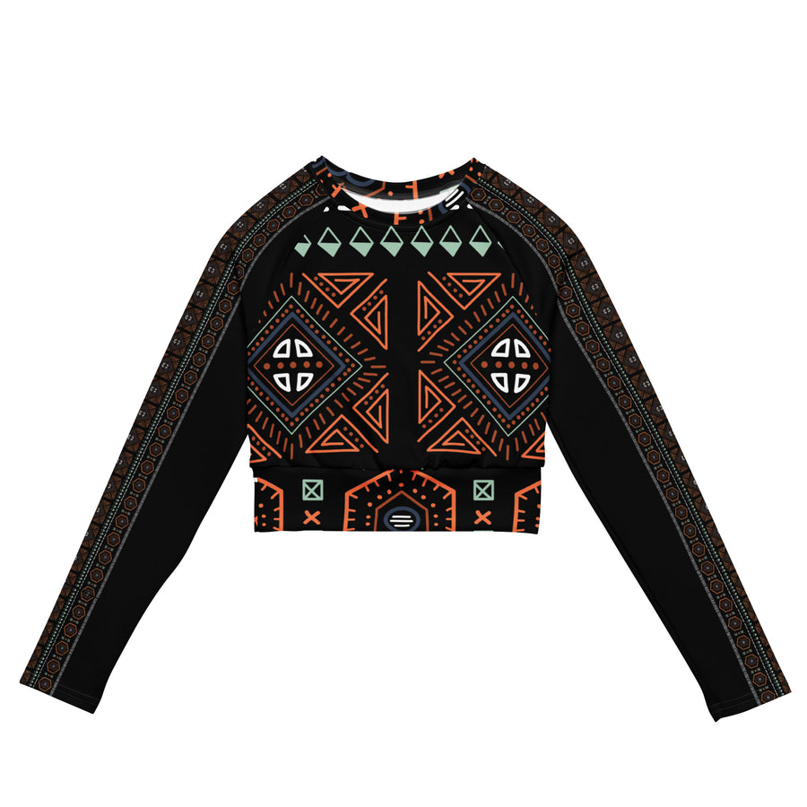 Palestinian Decoration Long Sleeve Crop Top