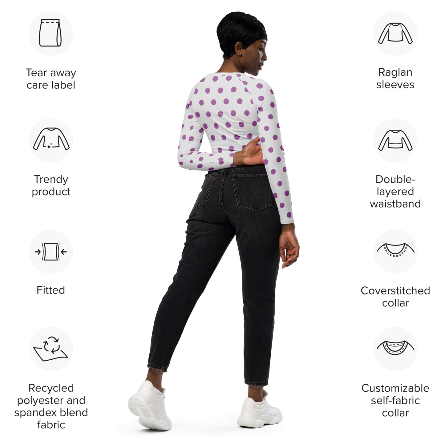 Dots Long Sleeve Crop Top