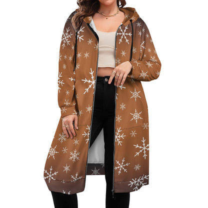 Women's Warm Snow long Hoodie - Brown