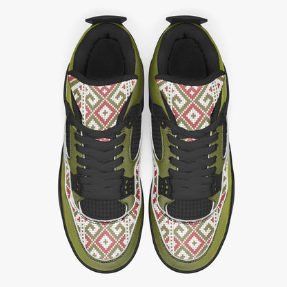 Palestine Embroidery Basketball Sneakers -Olive