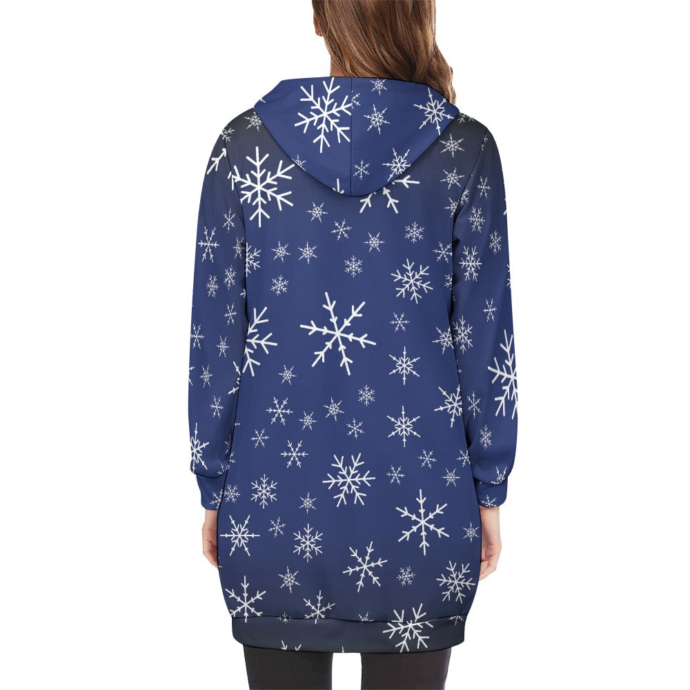 Christams snow long Hoodie Jakcet -  Royal Blue