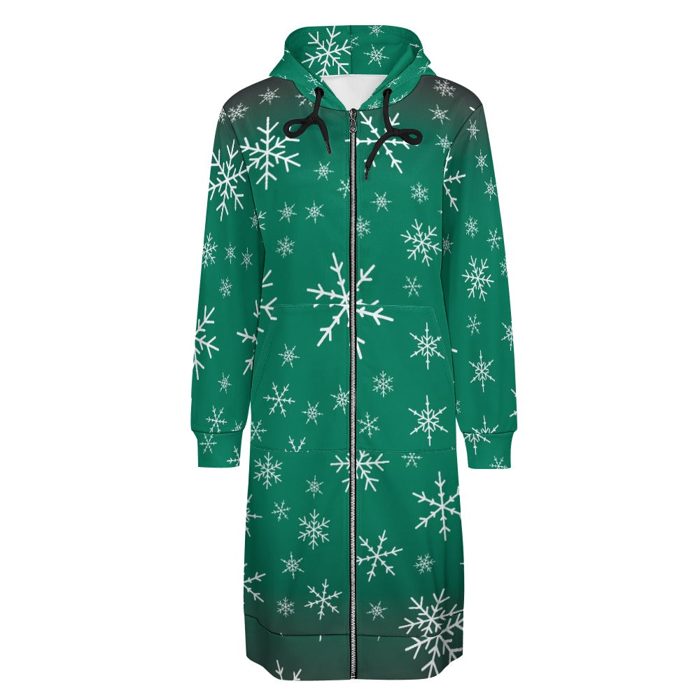 Women's Warm Snow long Hoodie - Green