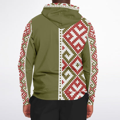 Athletic Zip-Up Olive Hoodie