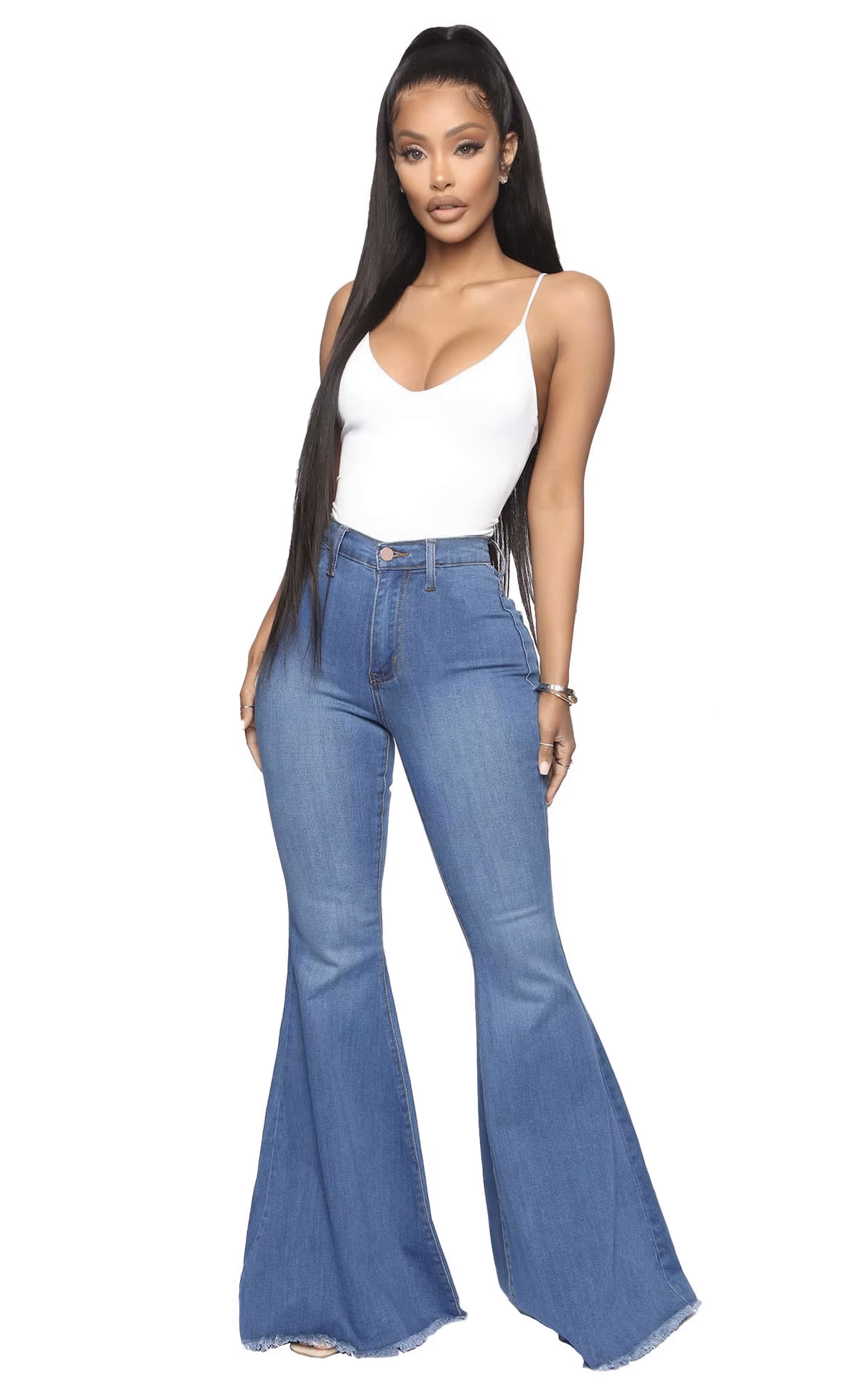 Plus Size Stretch High Waist Flare Jeans