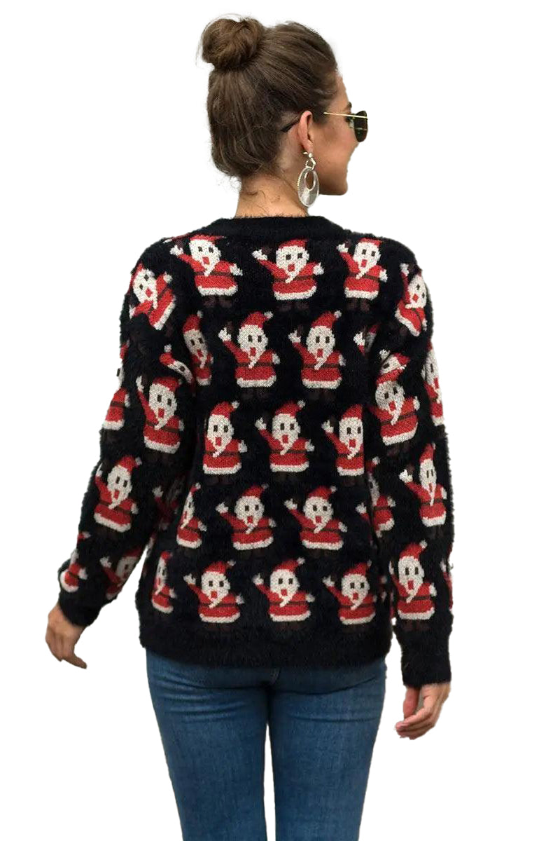 Christmas Santa Claus Women Sweater - Black