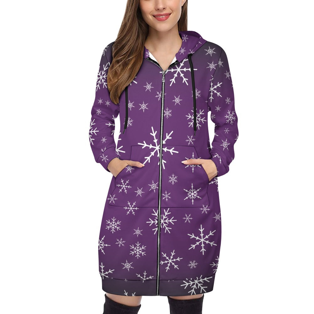 Christams snow long Hoodie Jakcet - Purple