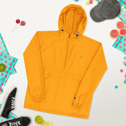 Embroidered Champion Packable Jacket - Orange