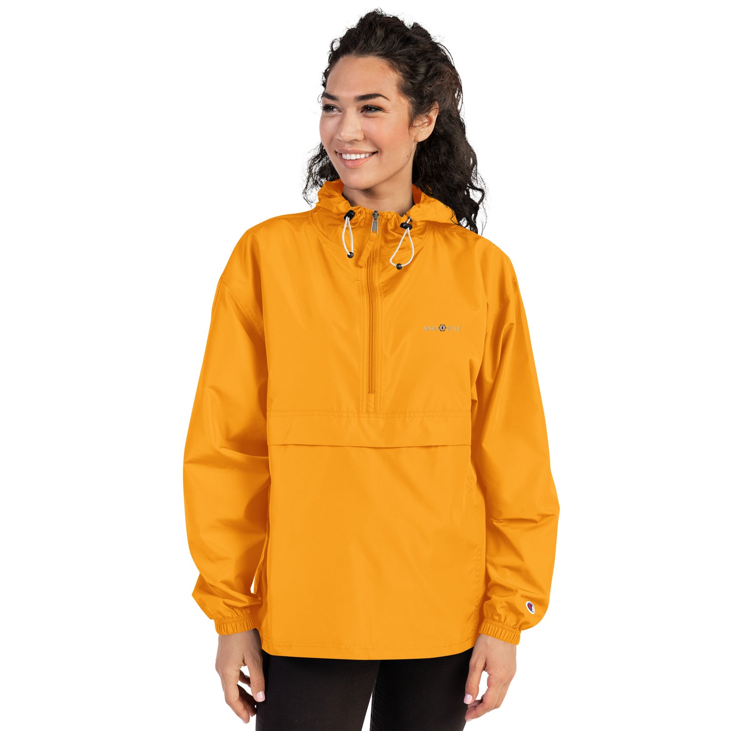 Embroidered Champion Packable Women Jacket - Orange