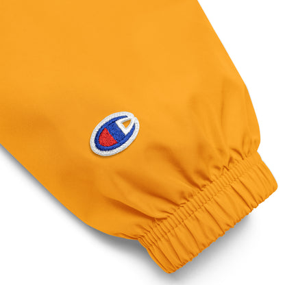 Embroidered Champion Packable Women Jacket - Orange