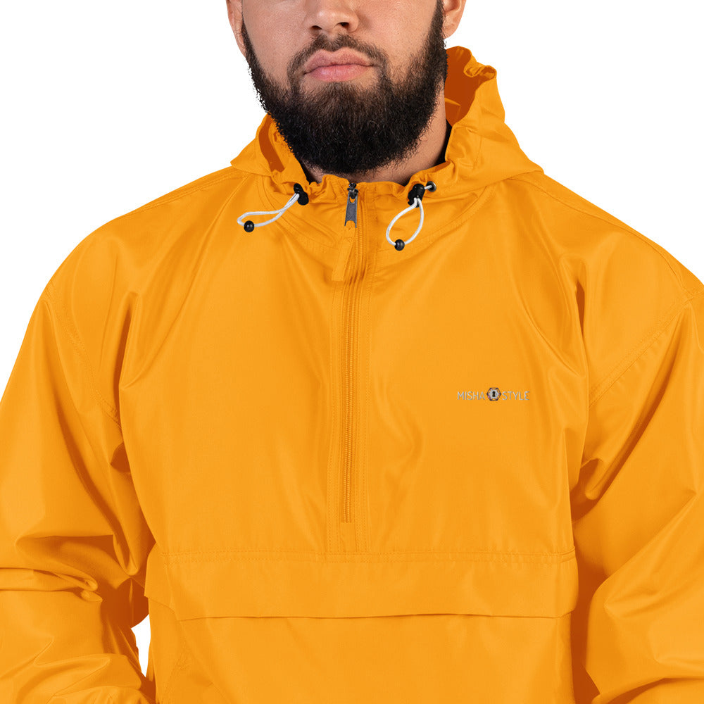 Embroidered Champion Packable Jacket - Orange