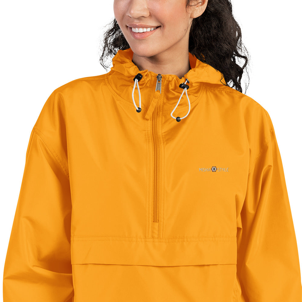 Embroidered Champion Packable Women Jacket - Orange