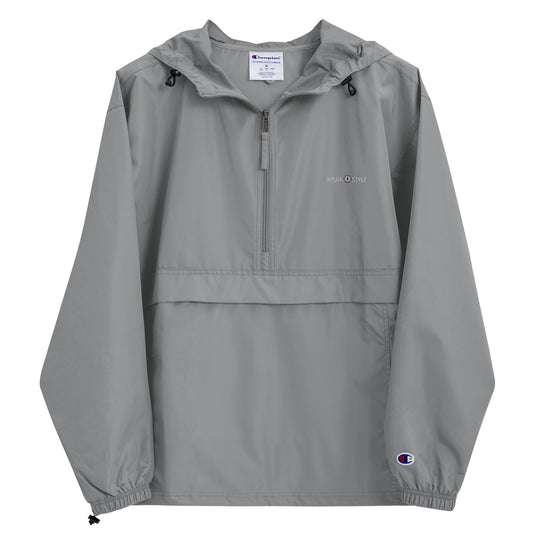 Embroidered Champion Packable Jacket - Gray