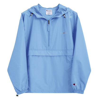 Embroidered Champion Packable Jacket - Light Blue