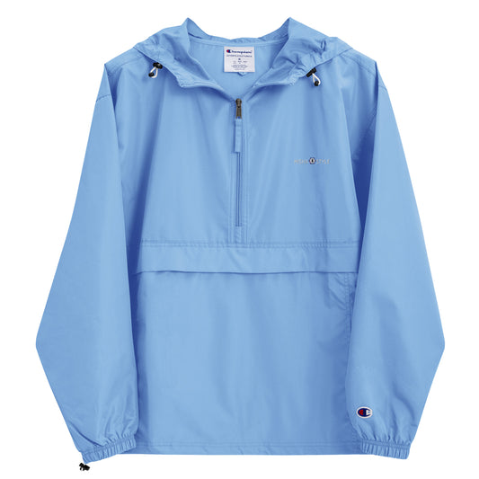 Embroidered Champion Packable Jacket - Light Blue