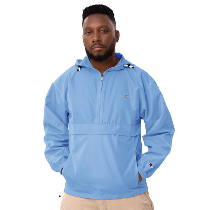 Embroidered Champion Packable Jacket - Light Blue