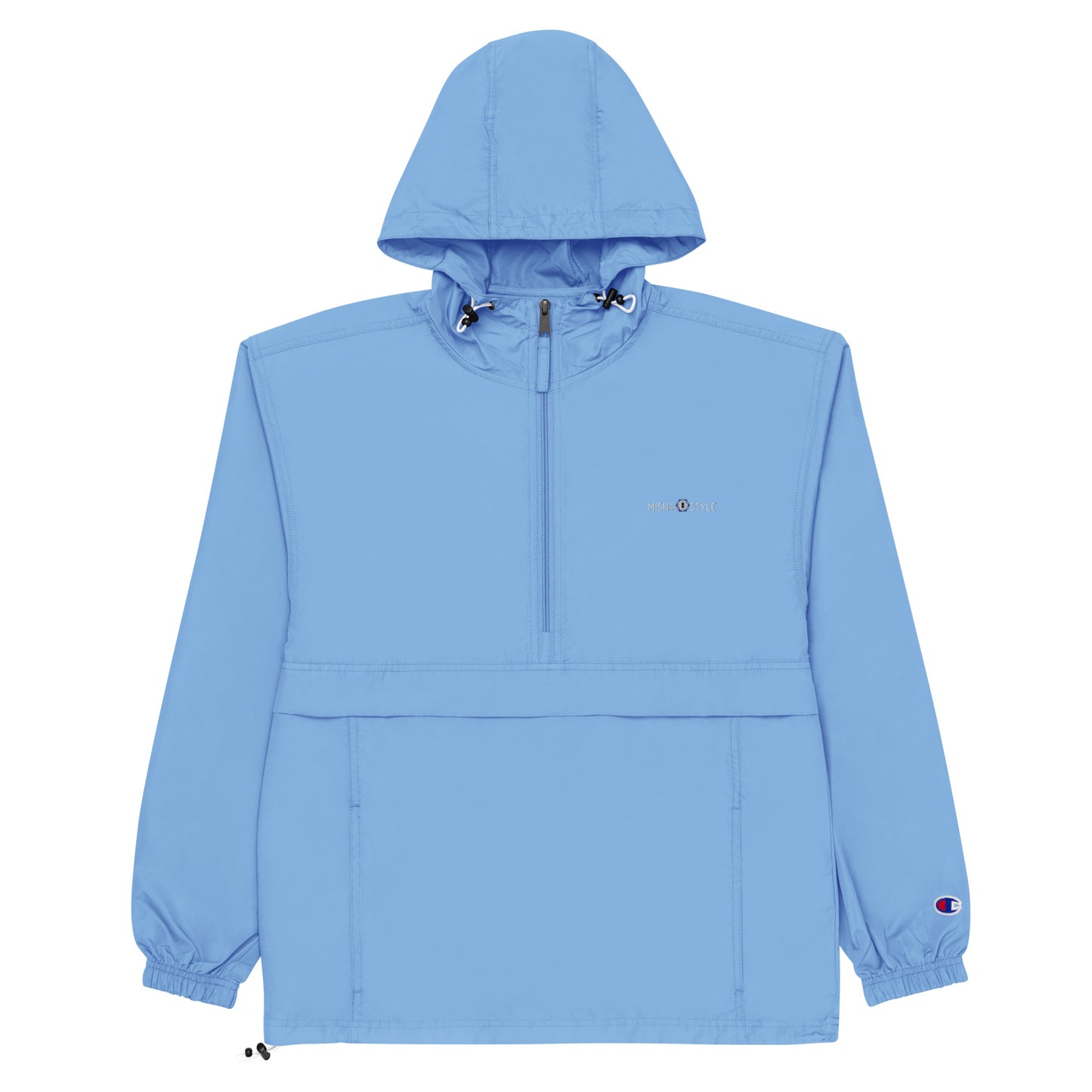 Embroidered Champion Packable Jacket - Light Blue