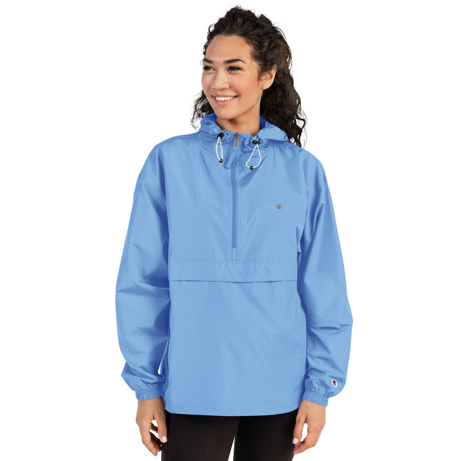 Embroidered Champion Packable Women Jacket - Light Blue