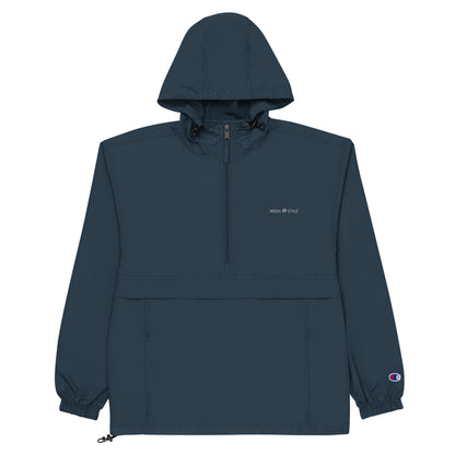 Embroidered Champion Packable Jacket - Navy