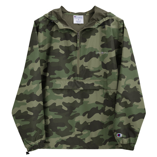 Embroidered Champion Packable Jacket - Army