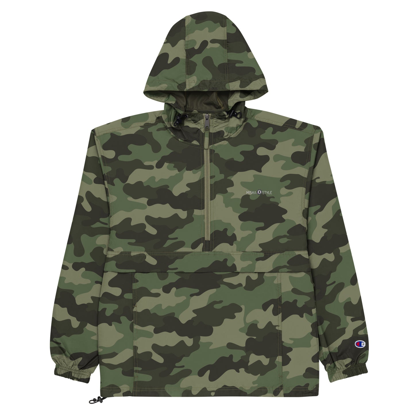 Embroidered Champion Packable Jacket - Army